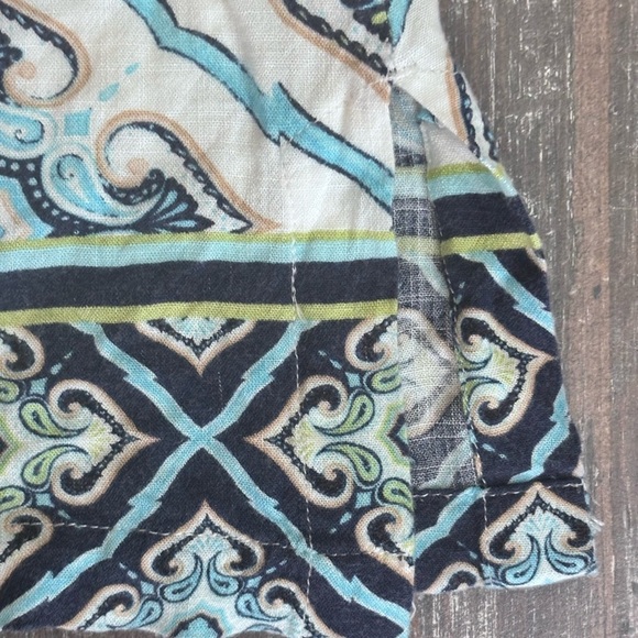 Chico's Graphic White and Blue Tunic with Mandarin Collar - Picture 6 of 10